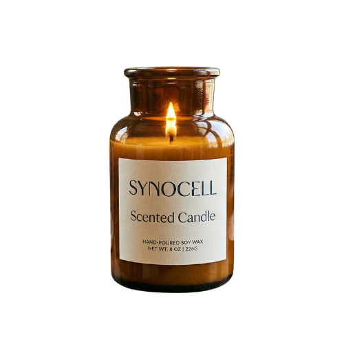 8oz SynoCell Hand-Poured Soy Wax Scented Candle Amber Bottle