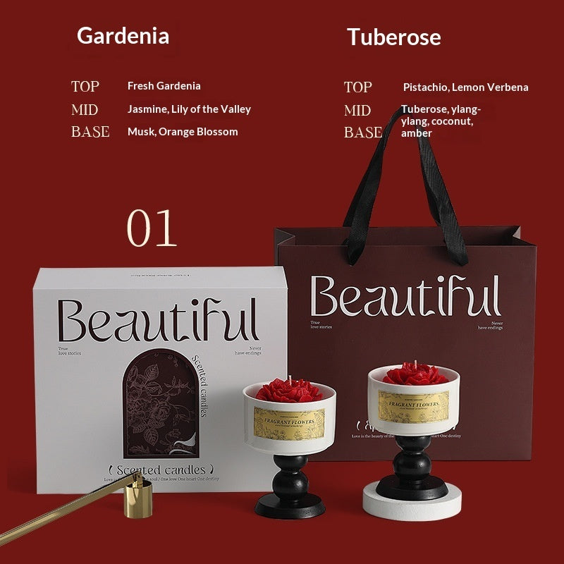 Camellia-scented Candle In A Stem Glass For A Premium, Sophisticated Vibe