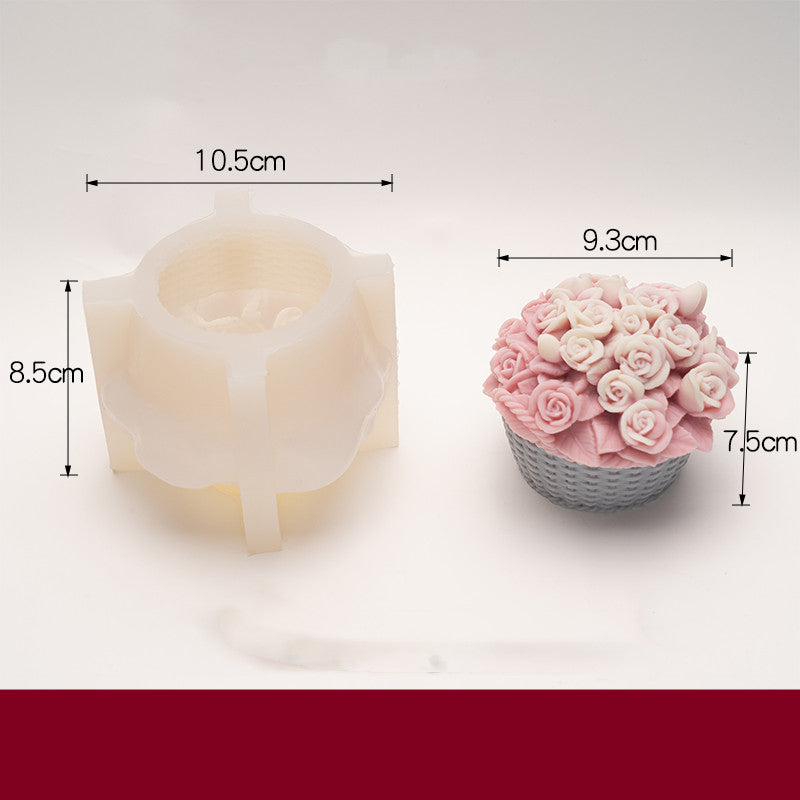Rose Basket Shape Scented Candle Silicone Mold
