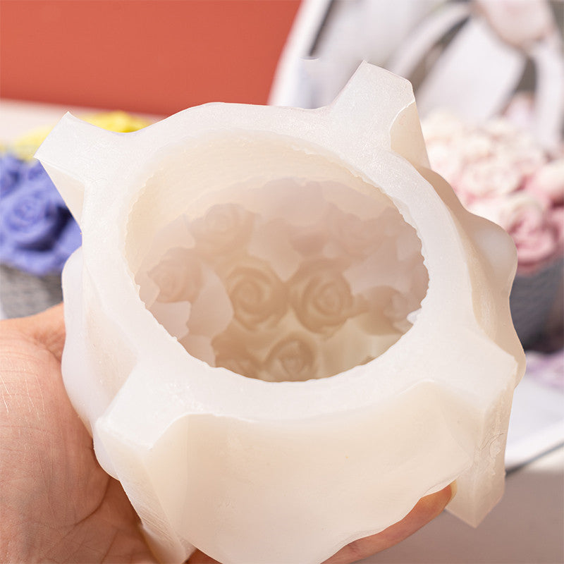 Rose Basket Shape Scented Candle Silicone Mold
