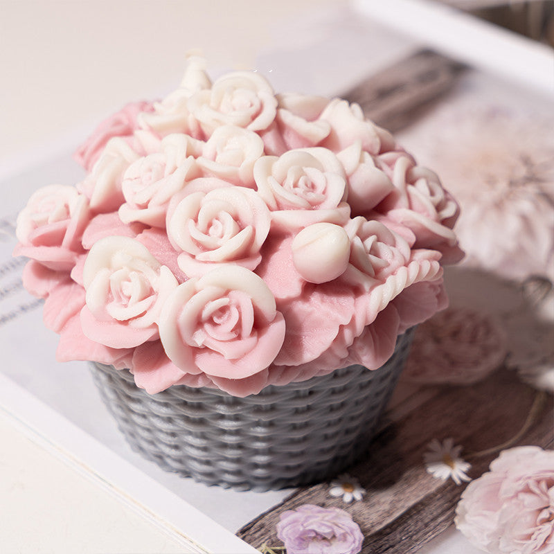 Rose Basket Shape Scented Candle Silicone Mold