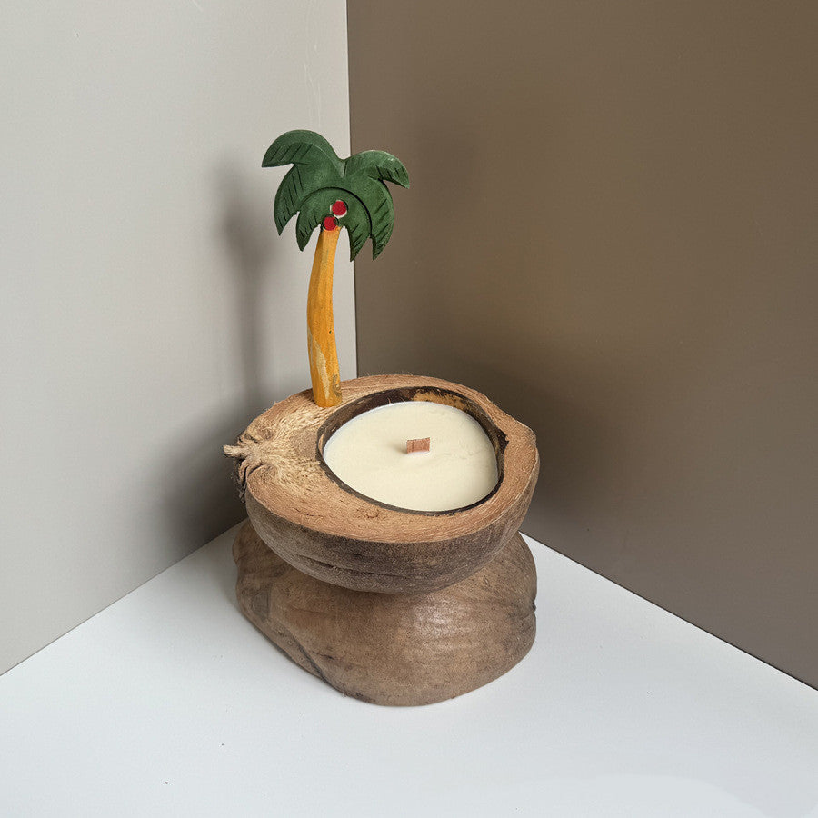 Natural Boat-shaped Coconut Shell Scented Candle
