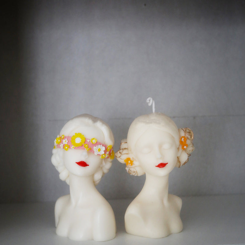 Girl With Closed Eyes Portrait Blindfolded Head Sculpture Scented Candle Plaster Home Decoration Silicone Mold